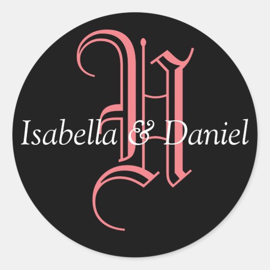 Monogramm-Siegel-Wedelkleber Runder Aufkleber (Vorderseite)