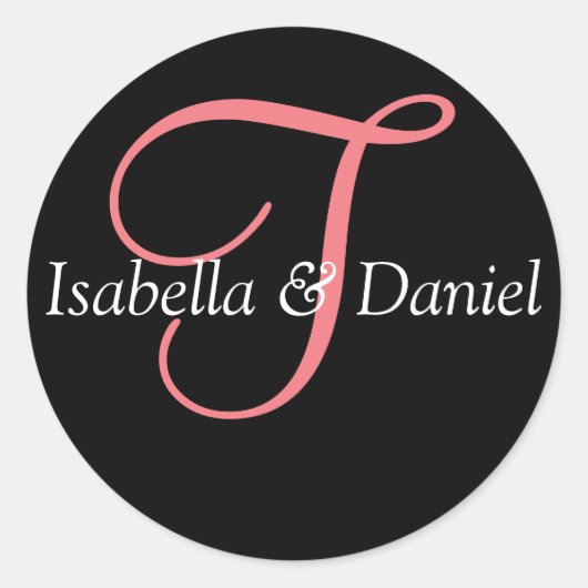 Monogramm-Siegel-Wedelkleber Runder Aufkleber (Vorderseite)