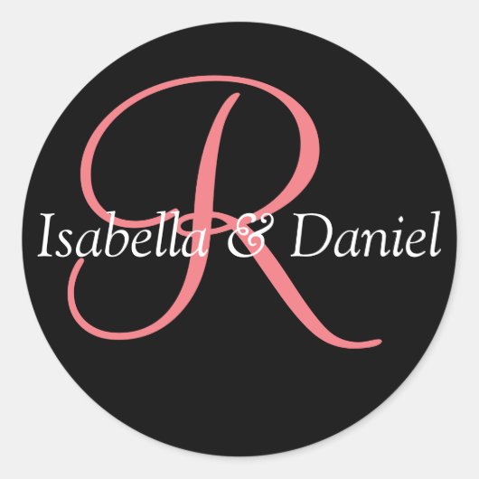 Monogramm-Siegel-Wedelkleber Runder Aufkleber (Vorderseite)