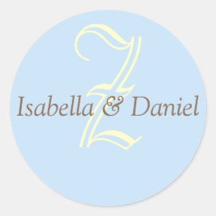 Monogramm-Siegel-Wedelkleber Runder Aufkleber