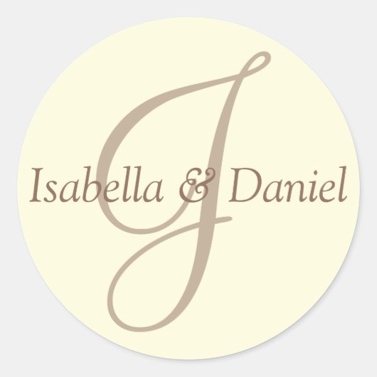 Monogramm-Siegel-Wedelkleber Runder Aufkleber (Vorderseite)