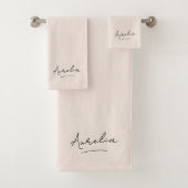 Monogramm Signatur Minimalistisch Stilvoll Rosa Badhandtuch Set (Insitu)