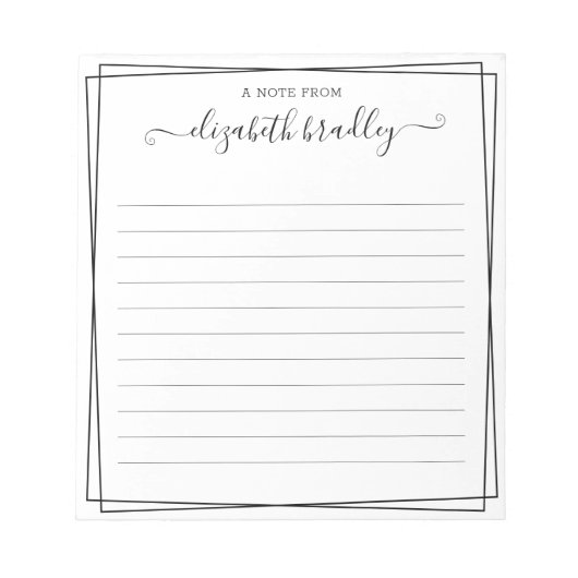 Monogramm-Signaturskript vom Schreibtisch des Notizblock (Vorderseite)