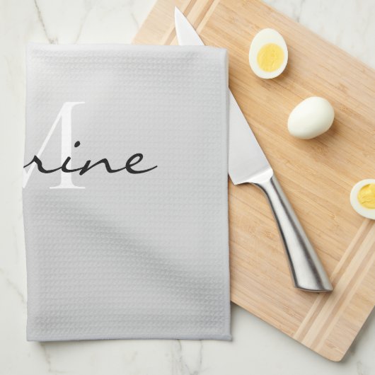 Monogramm Silber Drift Glitzer Metallisches Platin Geschirrtuch (Viertel Falte)