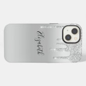 Monogramm Silber Glitter-Trend iPhone Hülle (Rückseite (Horizontal))
