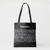 Monogramm Silber Grau Schwarz Leoparden Druck Gepa Tasche (Vorderseite)