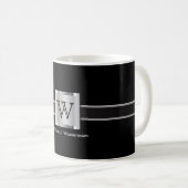 Monogramm Silber, Grau und Schwarz Kaffeetasse (VorderseiteRechts)