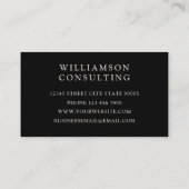 Monogramm Silber Schwarz Visitenkarte (Rückseite)