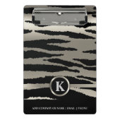 Monogramm-Silber und schwarze Zebrastreifen Mini Klemmbrett (Vorderseite)