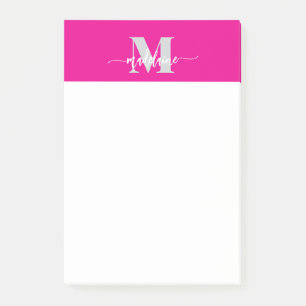 Monogramm Silber weiß rosa Farbe Persönlich Post-it Klebezettel