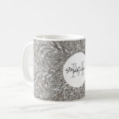 Monogramm-silberner metallischer Glaszuerstentwurf Kaffeetasse (Vorderseite Links)