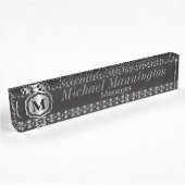 Monogramm-silbernes Grau-Muster Namensplakette