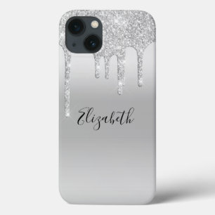 Monogramm Silbernes Tröpfchen-Glitzer Trend Case-Mate iPhone Hülle