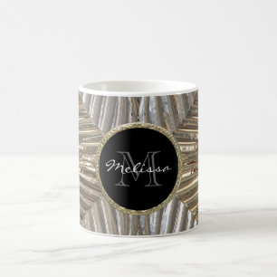 Monogramm-silbernes zuerstgoldmetallischer kaffeetasse