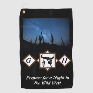 Monogramm-Silhouette für den Schwarzen Dorn-Bull-S Golfhandtuch