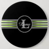 Monogramm Silhouette Schwarze und graue Streifen Button (Vorderseite)