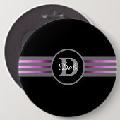 Monogramm Silhouette Schwarze und graue Streifen Button (Vorne & Hinten)