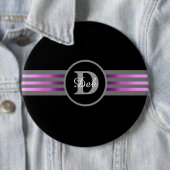 Monogramm Silhouette Schwarze und graue Streifen Button (Beispiel)