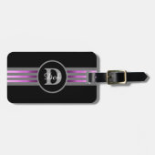 Monogramm Silhouette Schwarze und graue Streifen Gepäckanhänger (Vorderseite horizontal)