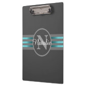 Monogramm Silhouette Schwarze und graue Streifen Klemmbrett (Links)