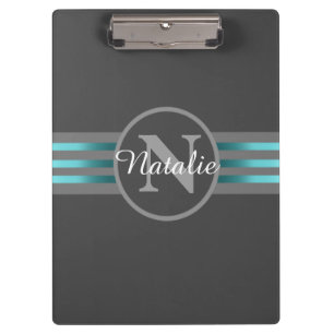 Monogramm Silhouette Schwarze und graue Streifen Klemmbrett