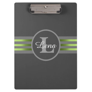 Monogramm Silhouette Schwarze und graue Streifen Klemmbrett