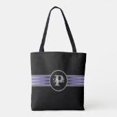 Monogramm Silhouette Schwarze und graue Streifen Tasche (Rückseite)