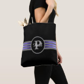Monogramm Silhouette Schwarze und graue Streifen Tasche (Von Nahem)