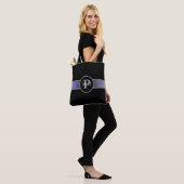 Monogramm Silhouette Schwarze und graue Streifen Tasche (Am Model)