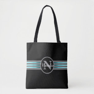 Monogramm Silhouette Schwarze und graue Streifen Tasche