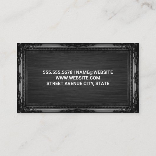 Monogramm Silver Backing | Schwarzer Rahmen aus de Visitenkarte (Rückseite)