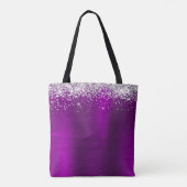 Monogramm Silver Glitzer Magenta Lila Tasche (Rückseite)