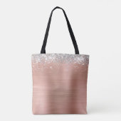 Monogramm Silver Glitzer Rose Gold Foil Tasche (Rückseite)