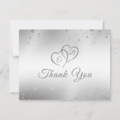Monogramm Silver Heart Years Into Forever Dankeskarte (Vorderseite)
