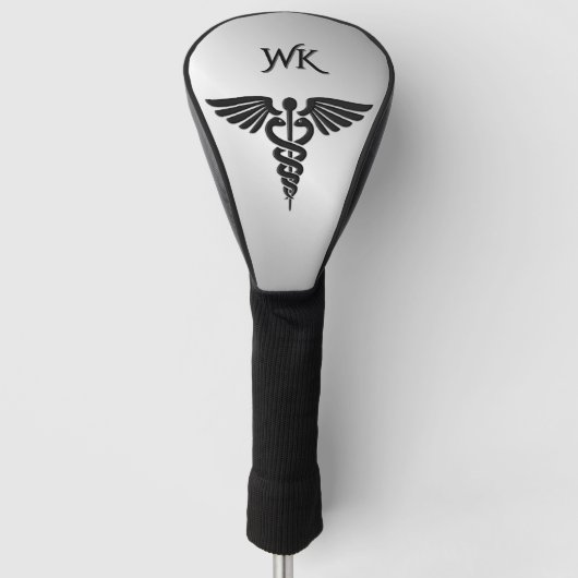 Monogramm Silver Medical Caduceus Golf Headcover (Vorderseite)