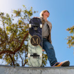 Monogramm-Skateboard mit Schwarz-weißem Marmor Skateboard<br><div class="desc">Trendy Black & White Marmorstein - Fügen Sie Ihren Letter / Year - Age / Number / Logo / More. Ändern Sie die Größe und verschieben oder entfernen / Elemente / Text mit Anpassungstool hinzufügen. Viel Glück - Be Happy :) Design von MIGNED</div>