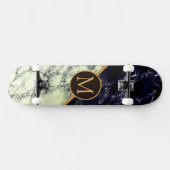 Monogramm-Skateboard mit Schwarz-weißem Marmor Skateboard (Horizontal)