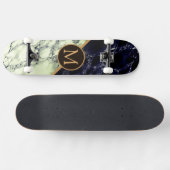 Monogramm-Skateboard mit Schwarz-weißem Marmor Skateboard (Horizontal)