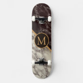 Monogramm-Skateboard - Schwarz-weißer Marmorstein Skateboard (Vorderseite)