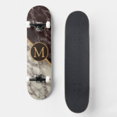 Monogramm-Skateboard - Schwarz-weißer Marmorstein Skateboard (Vorderseite)