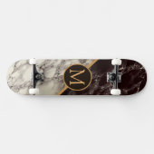 Monogramm-Skateboard - Schwarz-weißer Marmorstein Skateboard (Horizontal)
