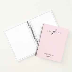Monogramm Skizzenbuch Pink Notizblock