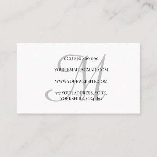 Monogramm-Skript aus Holz Visitenkarte (Rückseite)