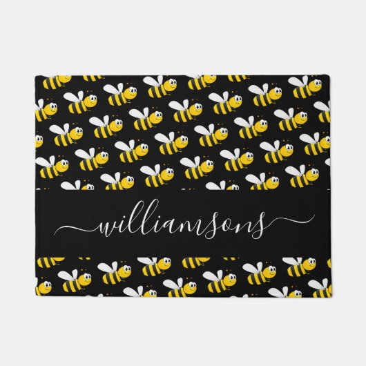 Monogramm-Skript der Familie der schwarzen Hummeln Fußmatte (Vorderseite)
