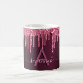 Monogramm-Skript für Burgundy-Glitzer-Tropfen Kaffeetasse (Mittel)