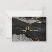 Monogramm-Skript für den Black Agate Geode Gold Gl Mitteilungskarte (Vorderseite)