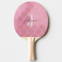Monogramm-Skript für den Gold & Pink Girl-Glitzer Tischtennis Schläger