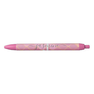Monogramm-Skript für den Gold- und Rosa-Glitzer Kugelschreiber