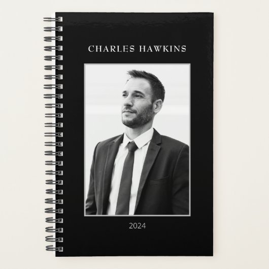 Monogramm-Skript für Schwarz-Weiß-Foto Planer (Vorderseite)