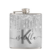 Monogramm-Skript für Silver Glitzer Flachmann (Vorderseite)